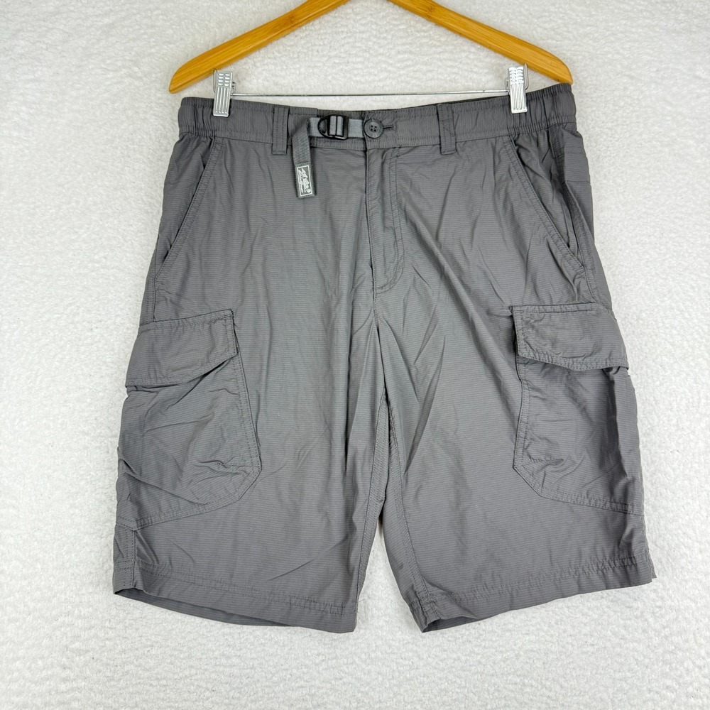 Eddie Bauer Travex Nylon Cargo Shorts Mens 33x10 Gray Hiking Fishing Outdoor